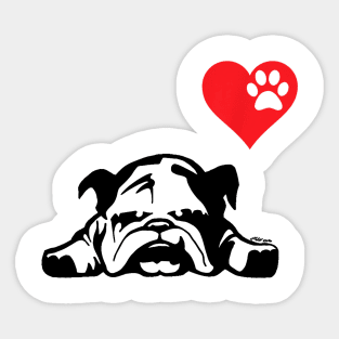 Bulldog Love Heart For Dog Owner Sticker